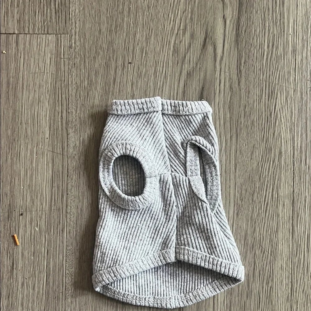 Gray Ribbed dog  tank XXS